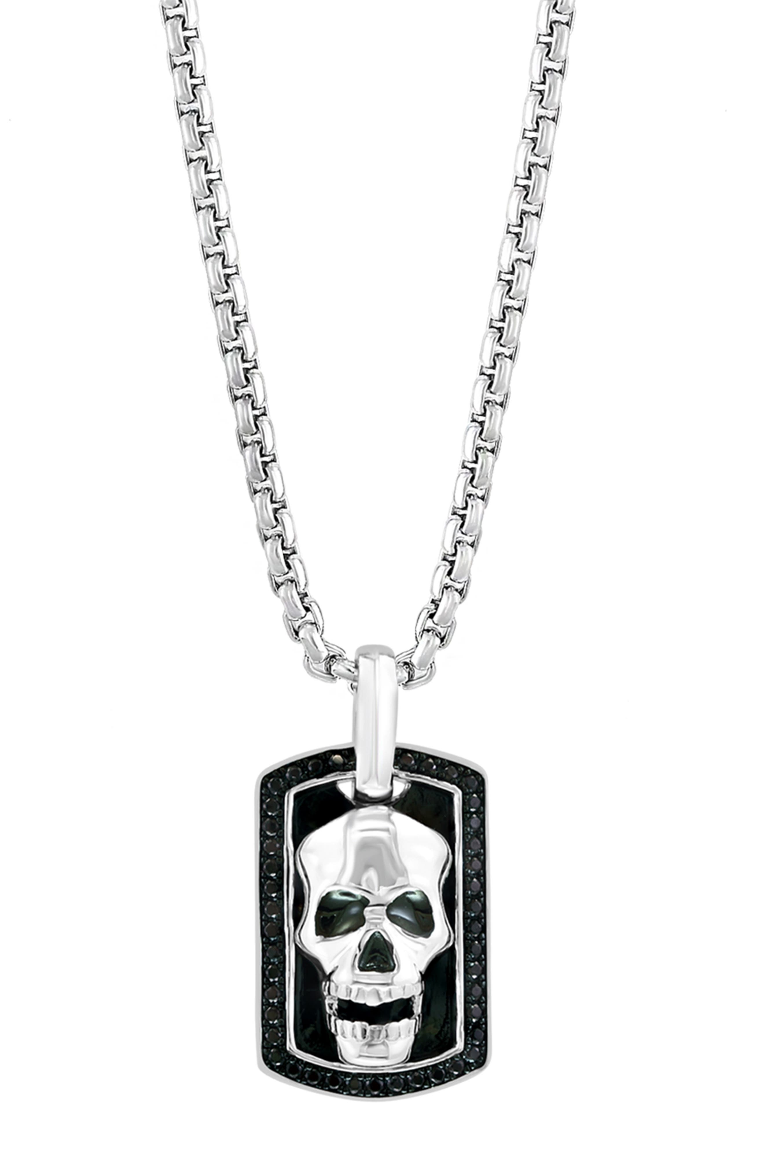 EFFY Men's Sterling Silver Spinel Skull Pendant Necklace Nordstromrack