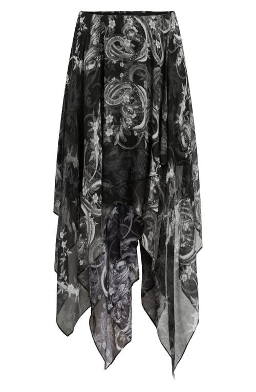 Shop Allsaints Polly Handkerchief Hem Chiffon Skirt In Helena Black