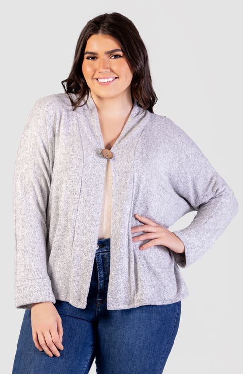 24seven Comfort Apparel One-button Cardigan In Grey