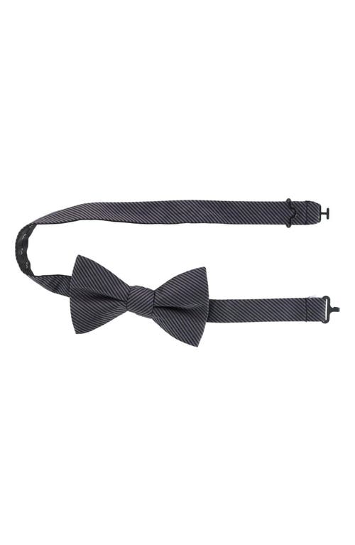 Shop Trafalgar Leyton Stripe Pre-tied Silk Bow Tie In Graphite