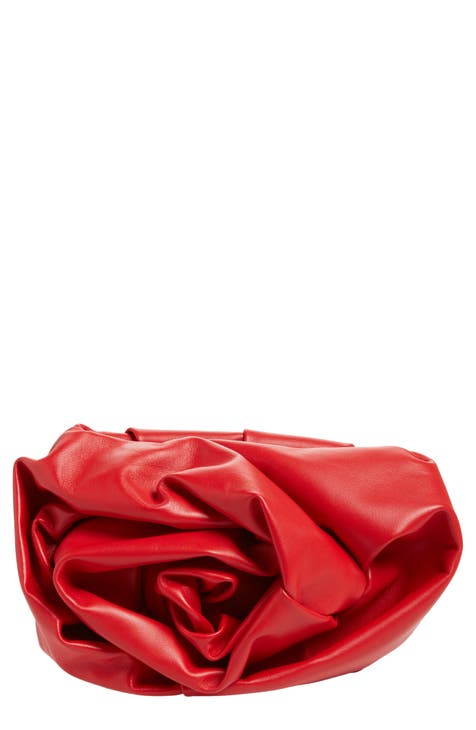 Rose Gathered Leather Frame Clutch