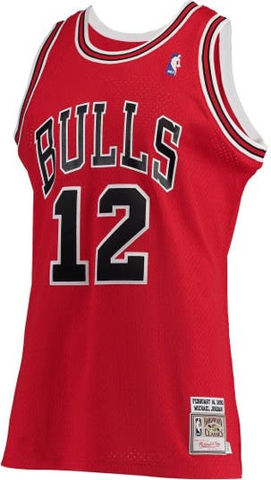 Men's Chicago Bulls Michael Jordan Mitchell & Ness Red Hardwood Classics  #12 Authentic Jersey