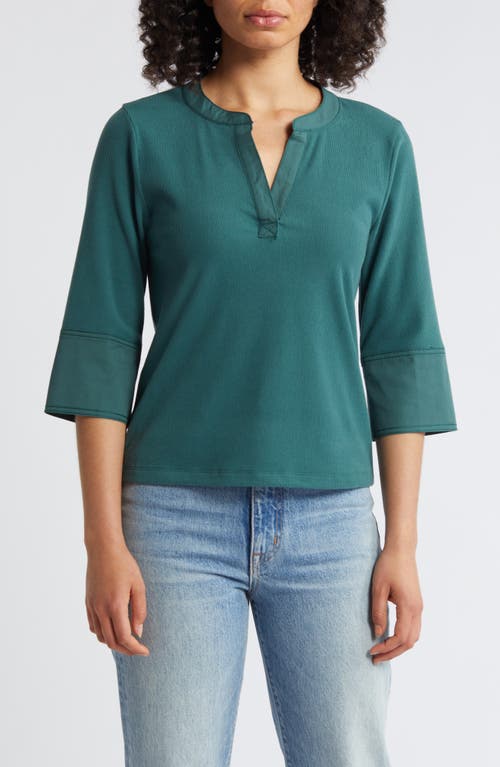 Split Neck Top in Posy Green