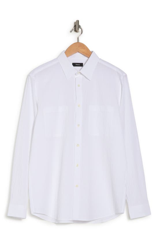 Theory Irving Linen Button Down Shirt In White