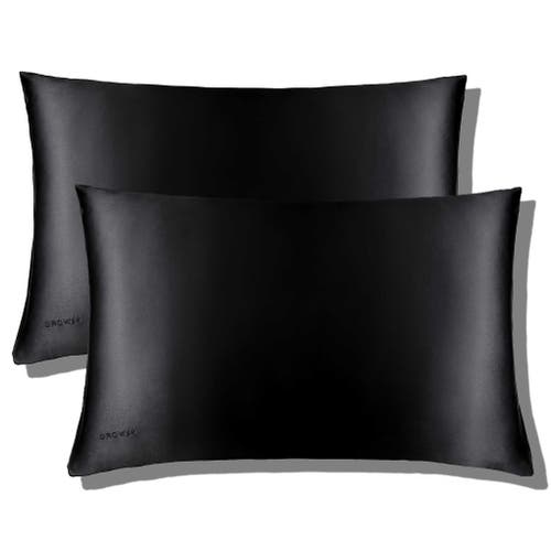 Drowsy Sleep Co . Queen Silk Pillowcase In Black Jade