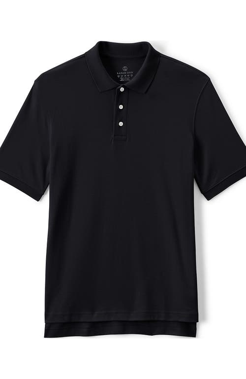 Shop Lands' End School Uniform  Long Sleeve Interlock Polo Shirt In Black