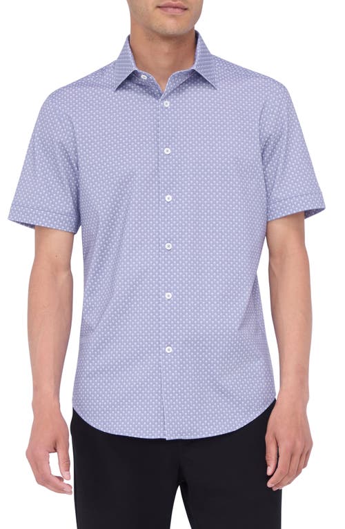 Shop Bugatchi Miles Ooohcotton® Palm Print Short Sleeve Button-up Shirt In Lilac