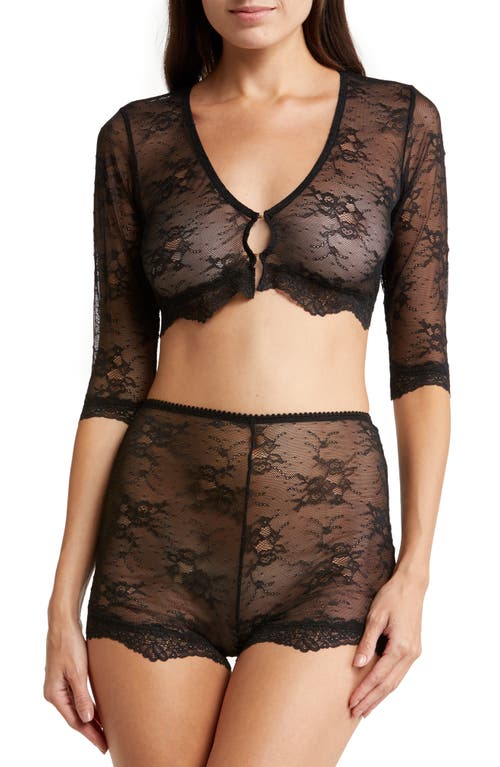 Honeydew Intimates Adriana Lace Crop Top Black at Nordstrom,