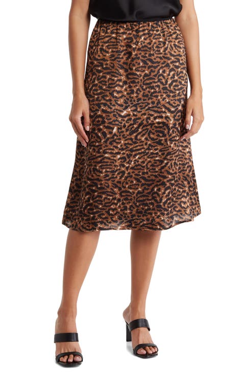 Bias Leopard Print Skirt