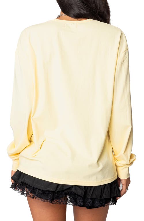 Shop Edikted Honeybee Long Sleeve Graphic T-shirt In Yellow