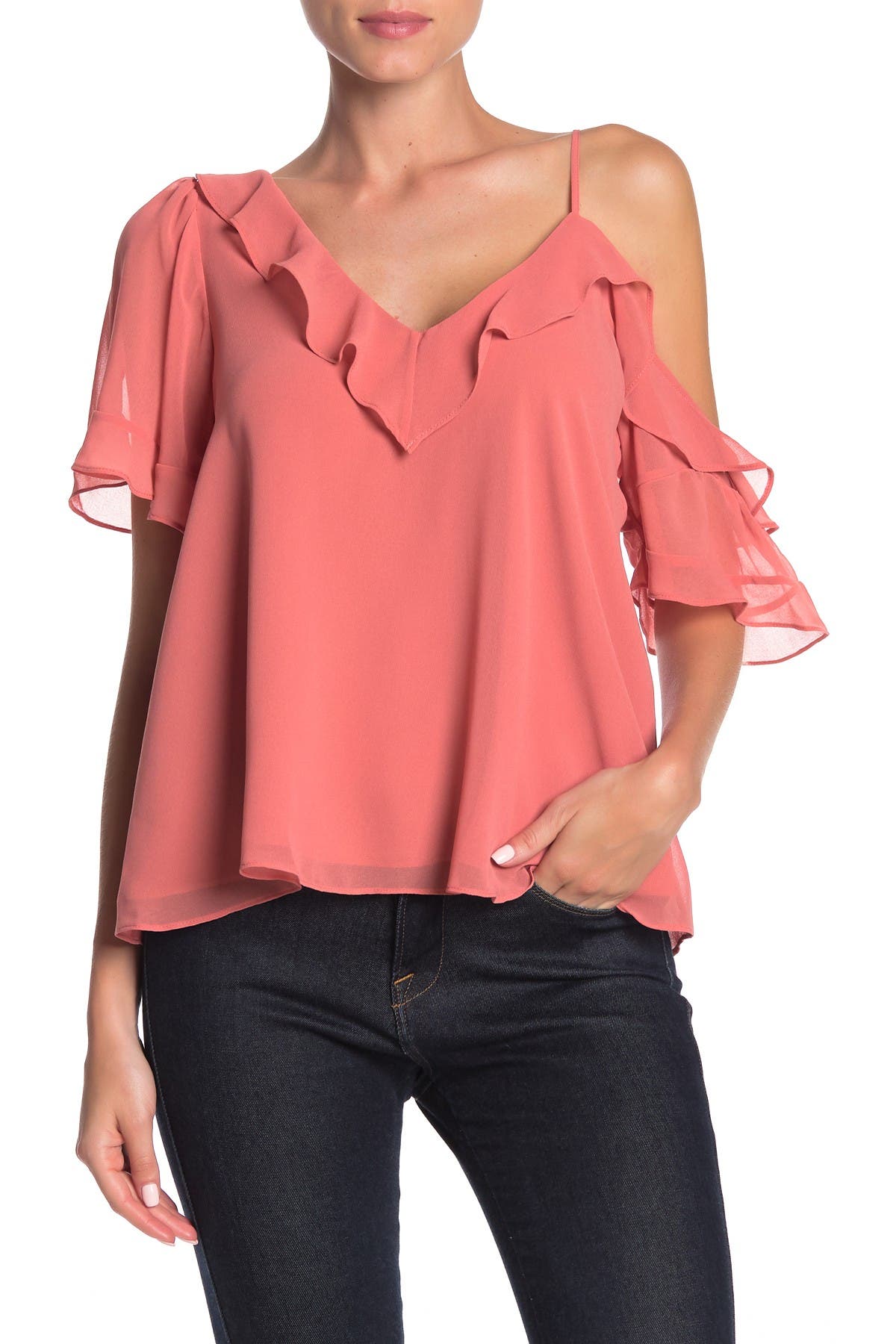 ruffle asymmetrical top