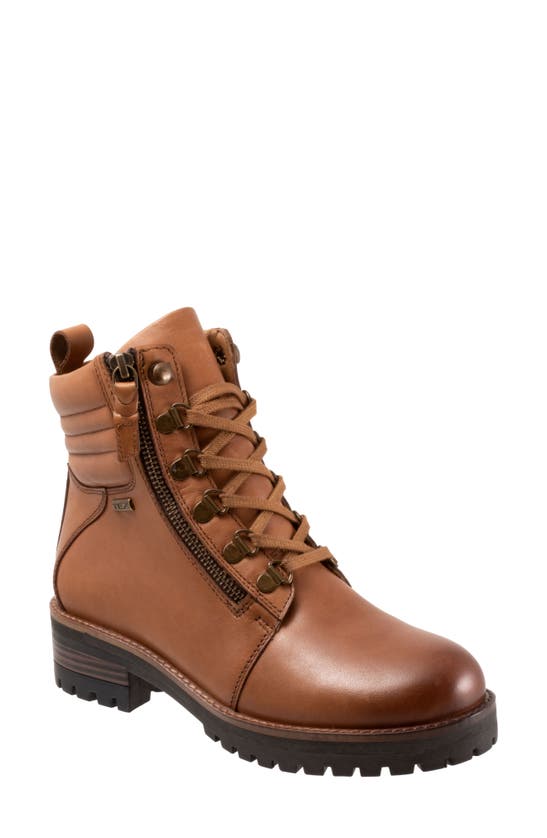 Shop Softwalk Everett Combat Boot In Luggage Leather