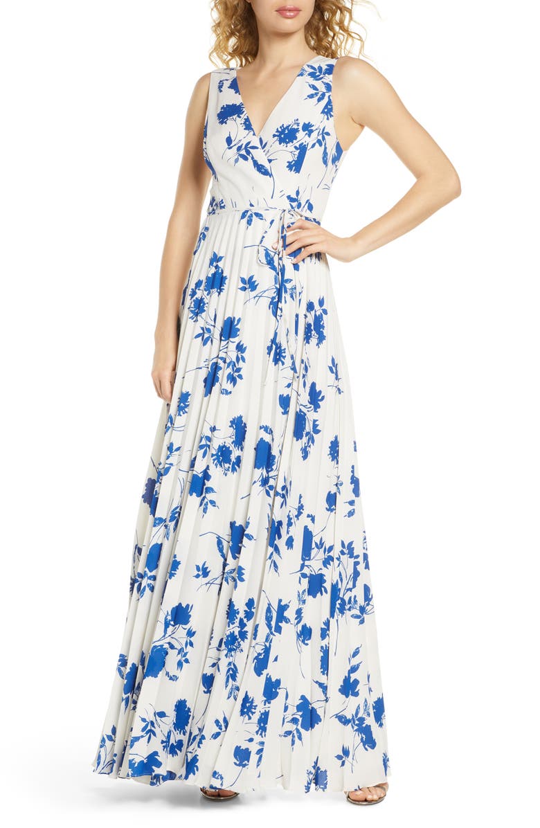 Lulus Lindsie Floral Pleated Wrap Front Maxi Dress | Nordstrom