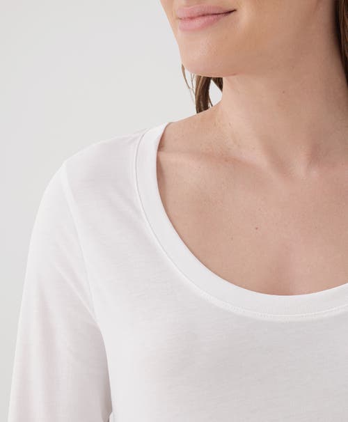 Pact Organic Cotton Softspun Scoop Neck 3/4 Sleeve Tee In White