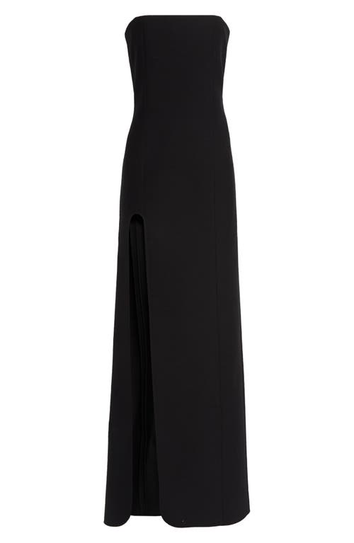 Shop Stella Mccartney Side Cutout Wool Strapless Gown In Black