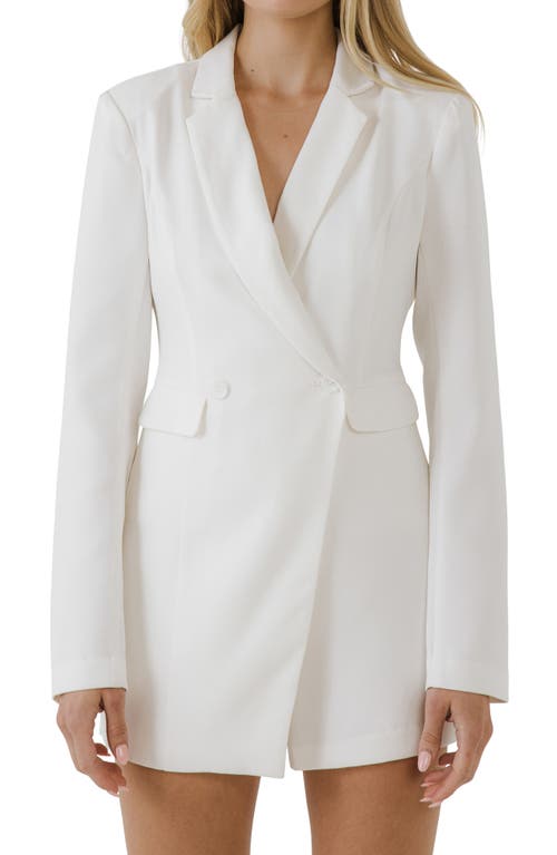 Endless Rose Long Sleeve Romper White at Nordstrom,