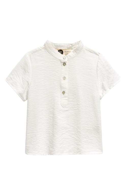 Manière Kids' Stretch Cotton Band Collar Henley in White at Nordstrom, Size 4T
