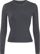 Buy SKIMS Grey New Vintage Sccop Long Sleeve T-shirt in Cotton for Women in  Bahrain