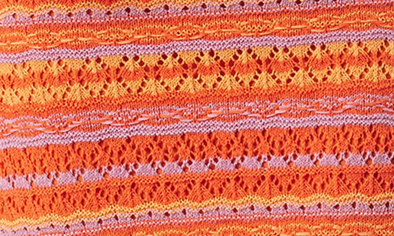 Shop Sam Edelman Sawyer Pointelle Stripe Midi Sweater Dress In Orange Multi Combo