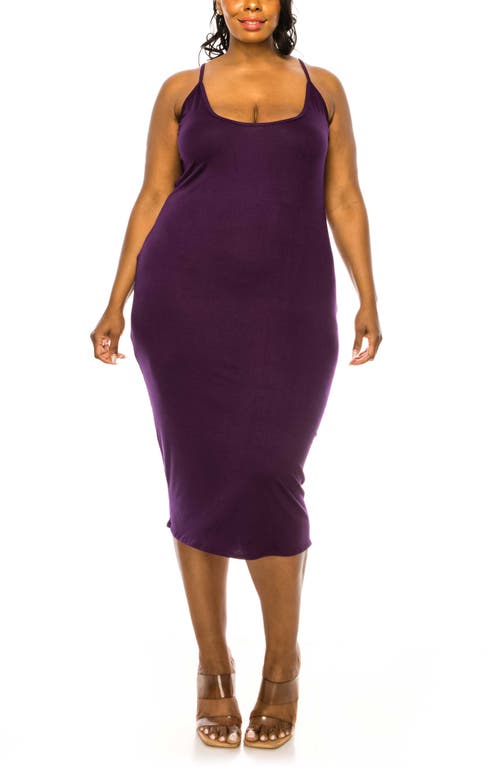 L I V D Jennie Stretch Midi Body-con Dress In Eggplant
