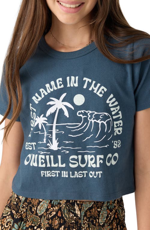 Shop O'neill Kids' Beachside Bliss Cotton Graphic Crop T-shirt In Slate