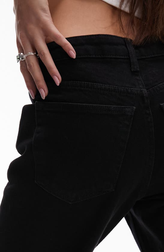 Shop Topshop Raw Hem Straight Leg Jeans In Black