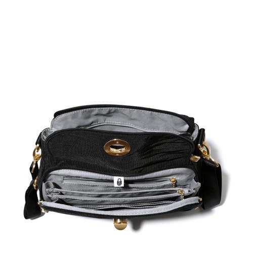 Baggallini Calais Crossbody Bag In Black With Gold Hardware