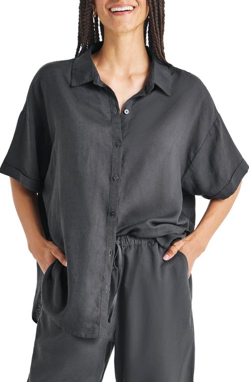 Splendid Dawson Elbow Sleeve Linen Blend Button-Up Shirt at Nordstrom,