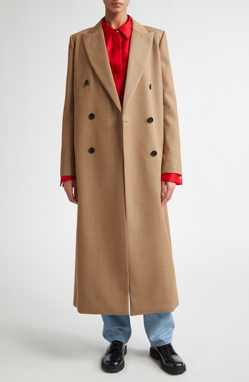 Shop Partow Marcus Double Breasted Wool Gabardine Coat In Almond