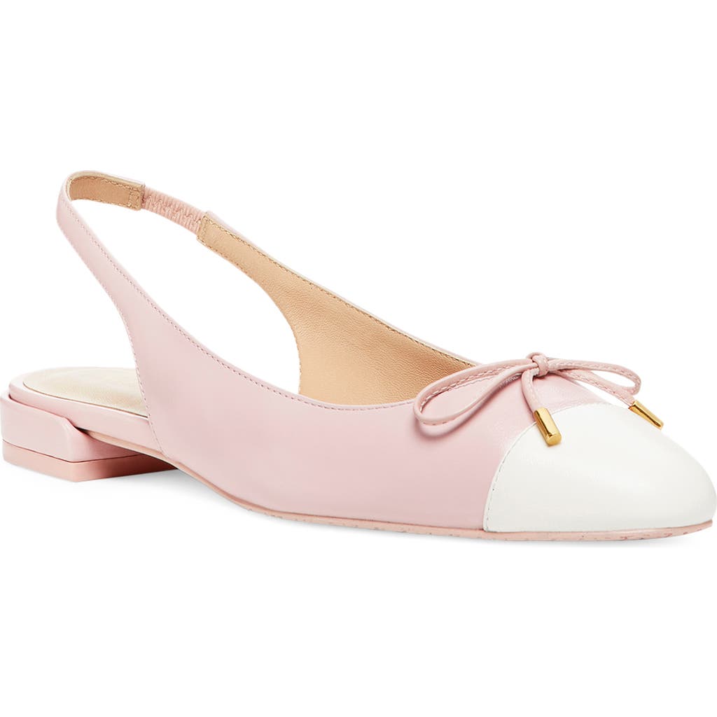 Stuart Weitzman Sleek Bow Slingback Flat In Ballet/cream