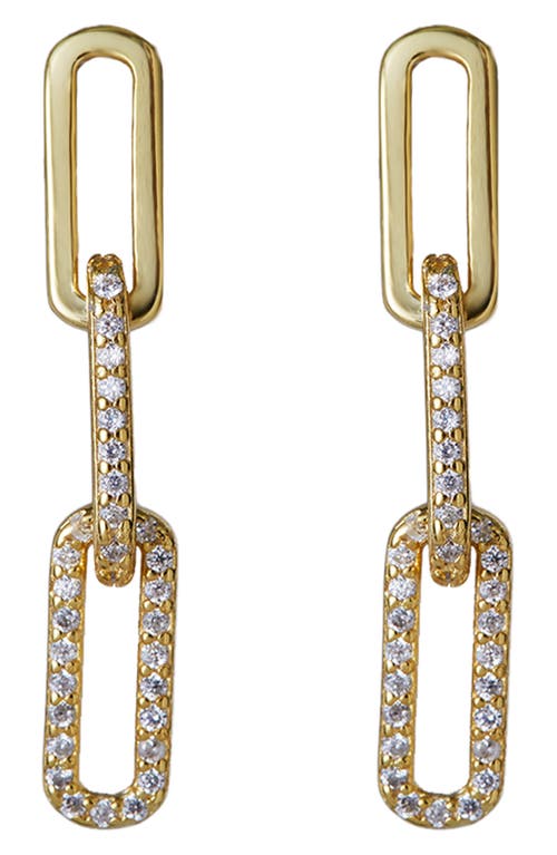 Argento Vivo Sterling Silver Pavé Paper Clip Linear Drop Earrings in Gold