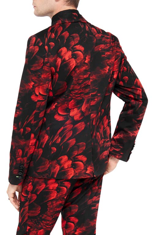 Shop Twisted Tailor Heron Skinny Fit Red Floral Stretch Cotton Sport Coat