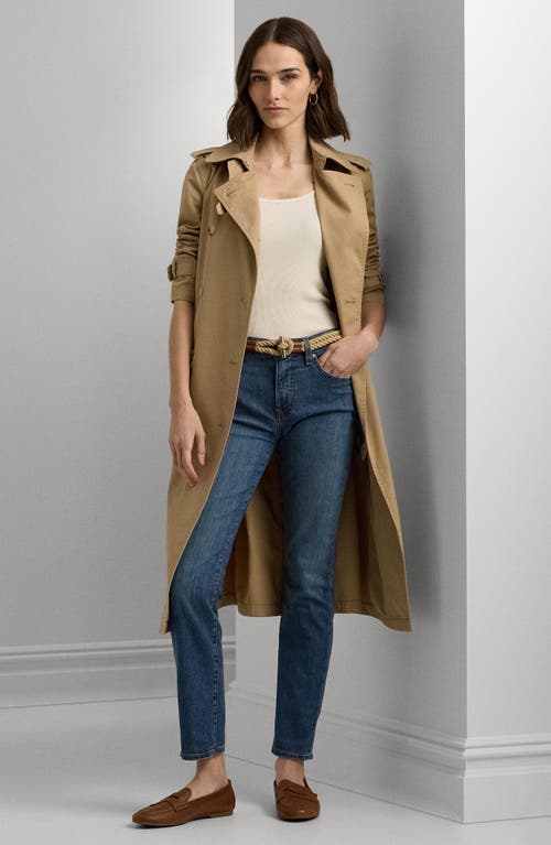 Ralph Lauren Lauren Mid Rise Straight Leg Jeans In Ocean Blue Wash Denim