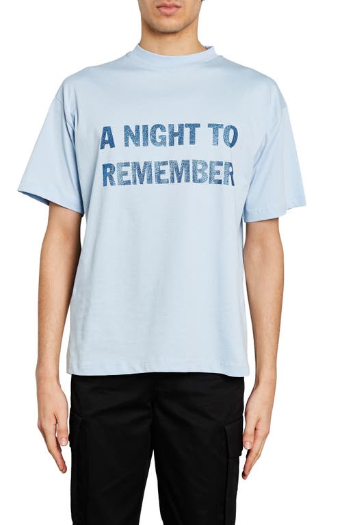 HFD Gender Inclusive Night to Remember Glitter Cotton Graphic Tee in Light Blue