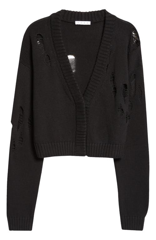 Shop Area Crystal Butterfly Distressed Cotton & Cashmere Cardigan In Black