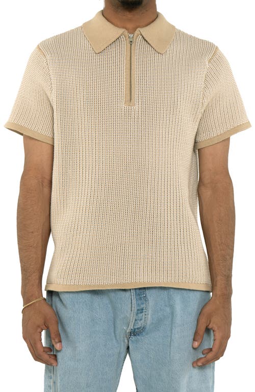 Round Two Quarter Zip Polo Sweater In Neutral