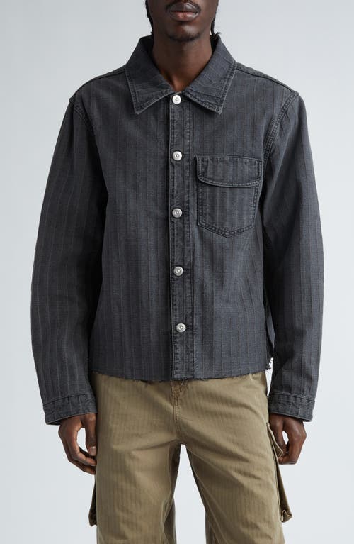 Cut Rebirth Torino Stripe Denim Jacket in Washed Grey Torino Stripe