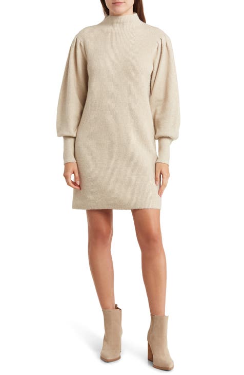  PRDECE Sweater Dress for Women Turtle Neck Gigot Sleeve Sweater  Dress Sweater Dress (Color : Beige, Size : Small) : Clothing, Shoes &  Jewelry