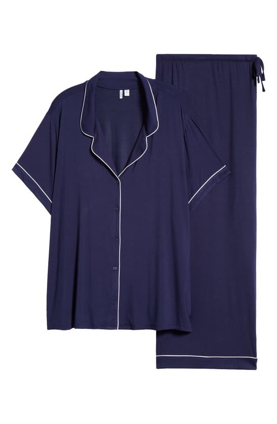 Shop Nordstrom Moonlight Eco Crop Pajamas In Navy Peacoat