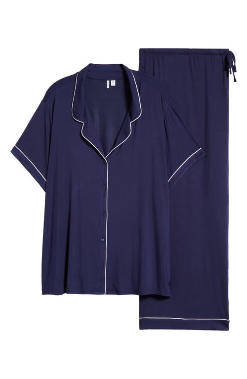 Moonlight Crop Pajamas in Navy Peacoat