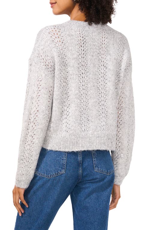 Shop Vince Camuto Sequin Pointelle Sweater In Grey/silver Heather