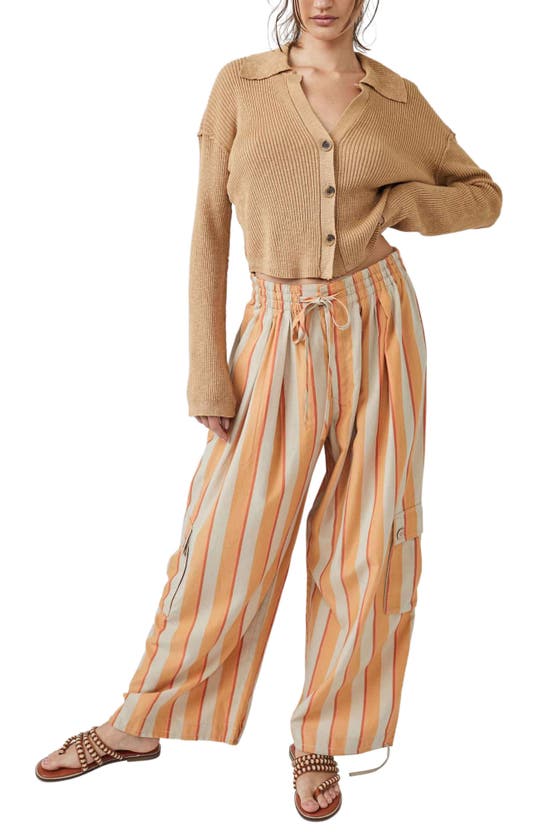 Free People Palash Yarn-dyed Baggy Cargo Pants In Creamsicle Combo