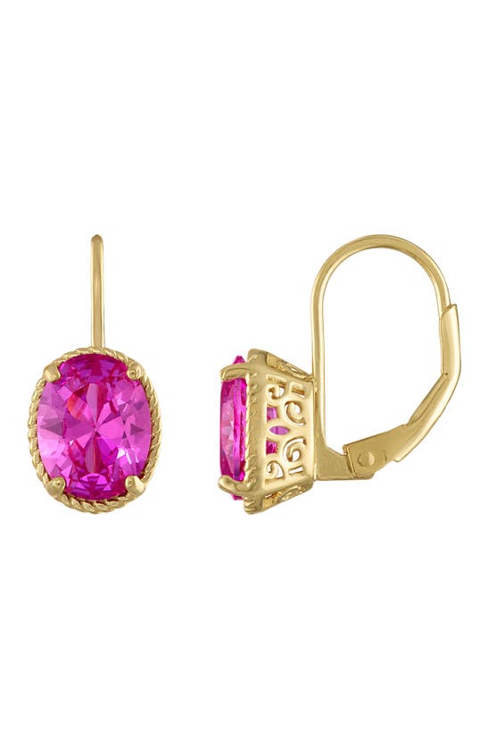 Shop Fzn 14k Gold Plate Citrine Drop Earrings In Pink Sapphire