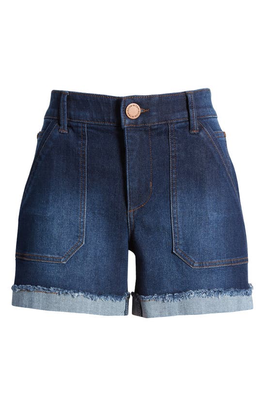 Shop Wit & Wisdom 'ab'solution Patch Pocket High Waist Denim Shorts In Indigo