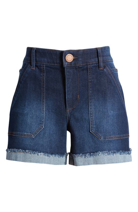 Wit & Wisdom 'ab'solution Patch Pocket High Waist Denim Shorts In Indigo