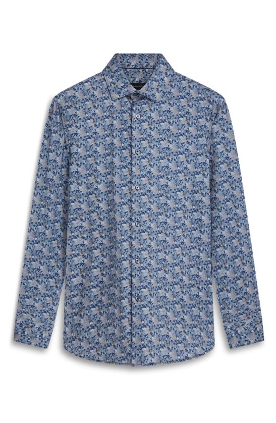 Shop Bugatchi James Ooohcotton® Abstract Print Button-up Shirt In Peacock