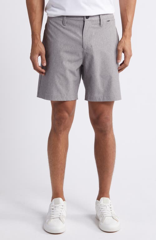 Shop Zella 7-inch Flat Front Stretch Chambray Shorts In Grey December