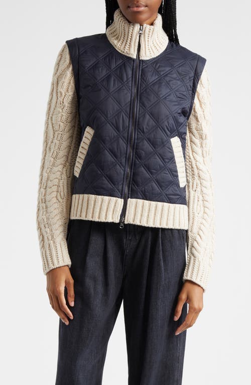 Shop Veronica Beard Patra Mixed Media Jacket In Navy/ivory