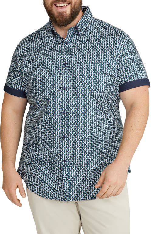 Shop Johnny Bigg Eagen Stretch Short Sleeve Button-down Shirt In Navy