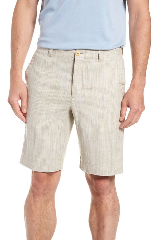 Tommy Bahama Harbor Herringbone Linen Blend Shorts in Stone Khaki